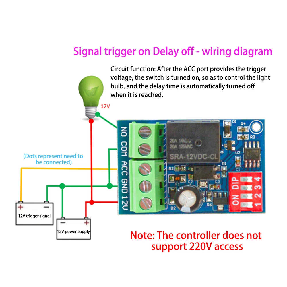 12V Time Delay Relay Module Car Power-on/off Trigger Delay Module Single-chip Control Time Period Optional