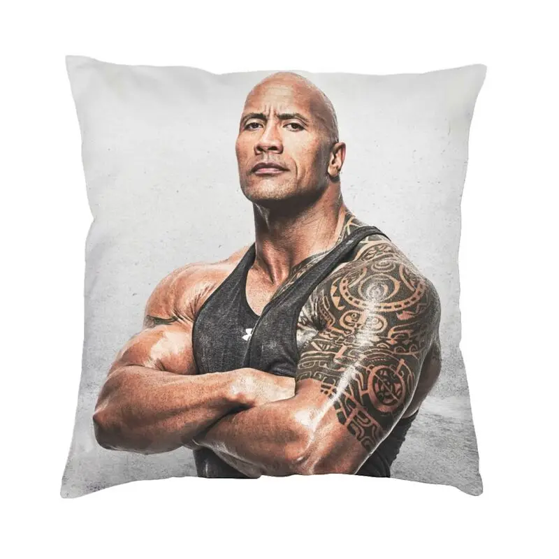 The Rock Face Dwayne Throw Pillow Covers Decor Home Fashion Famous Actor Johnson Cushions Cover for Sofa Square Pillowcase