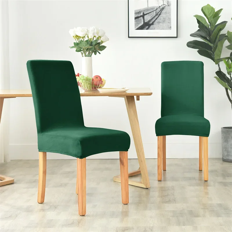 1Pc Velvet Dining Chair Cover Stretch Chair Covers Elastic Non Slip Seat Slipcovers for Living Room Kitchen Office Wedding