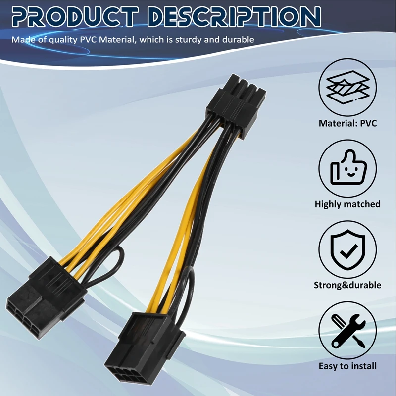 8Pin To Dual 8Pin(6+2) Power Cable GPU Power Cable For Tesla K80 M40 M60 P40 P100