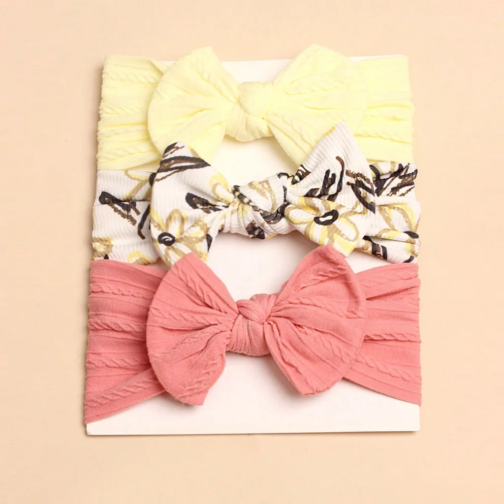 3 Sets of Children\'s Summer Candy Colored Headscarves Nylon Baby Elastic Headbands Girl Headwear and Hair Accessories Gifts