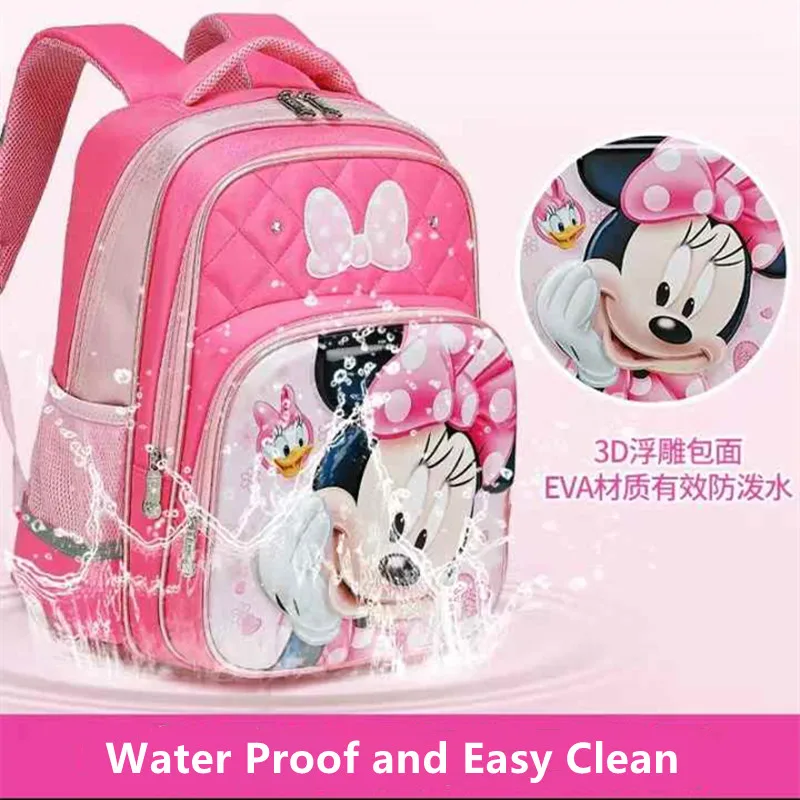 Disney Mickey Minne School Bags For Boys Girls Primary Student Shoulder Orthopedic Backpack Grade 1-5 Large Capapcity Mochilas