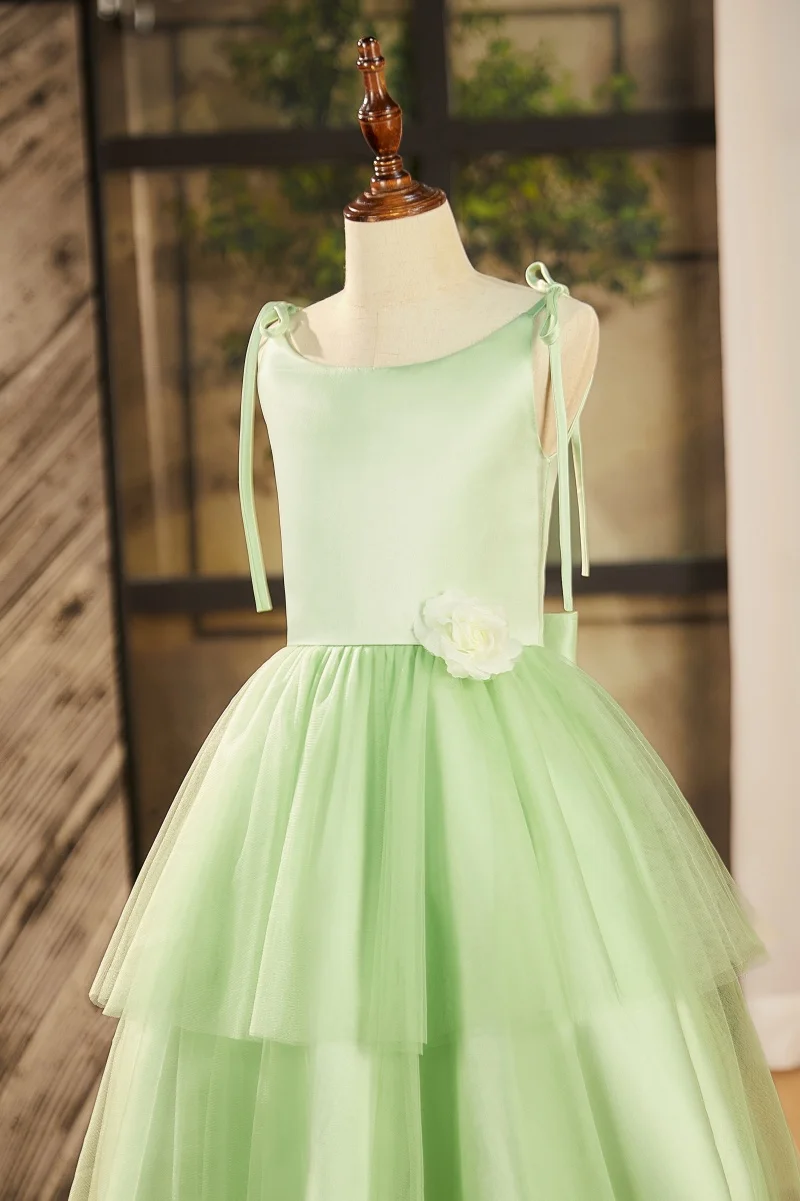 녹색 어린이 드레스 공주 드레스 소녀 투투 스커트 작은 호스트 피아노 공연 드레스 유치원 공연 스커트