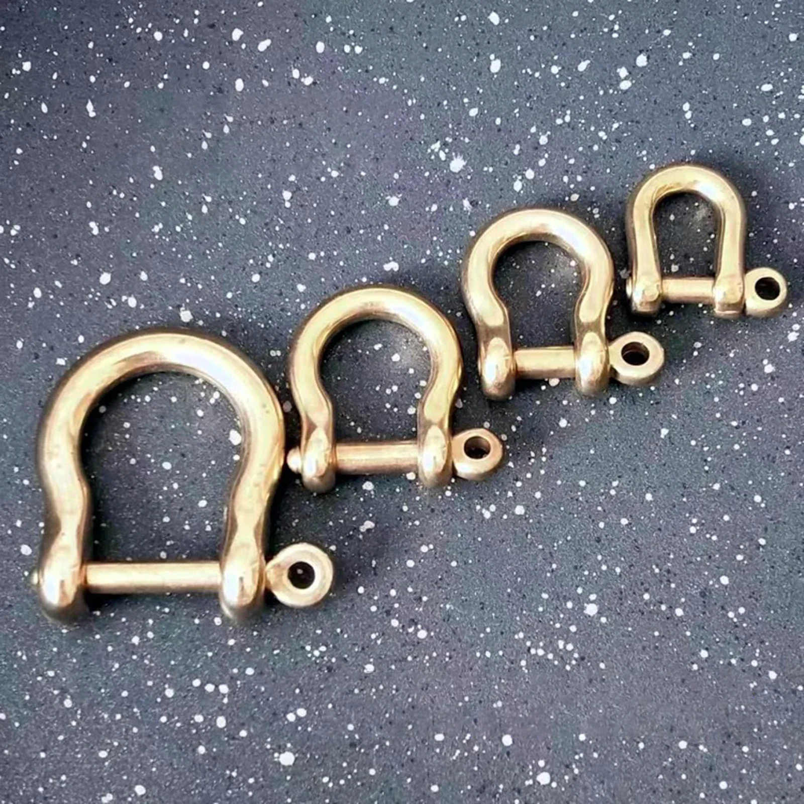 10pcs 6/7/10/15mm Solid Brass Carabiner D Bow Shackle Fob Keychain Hooks Screw Joint Connector Buckle U-shape Decor Leather Belt