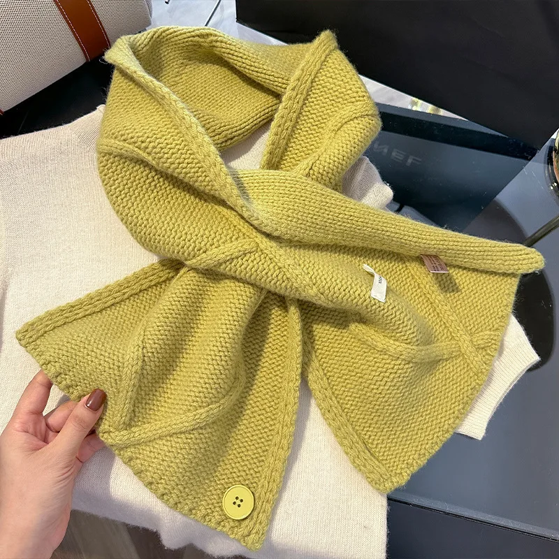 100% Pure Wool Knit Scarf for Ladies, Fall Winter Thermal Warm Neckwear, Elegant Versatile Fashion Shawl Daily Wear