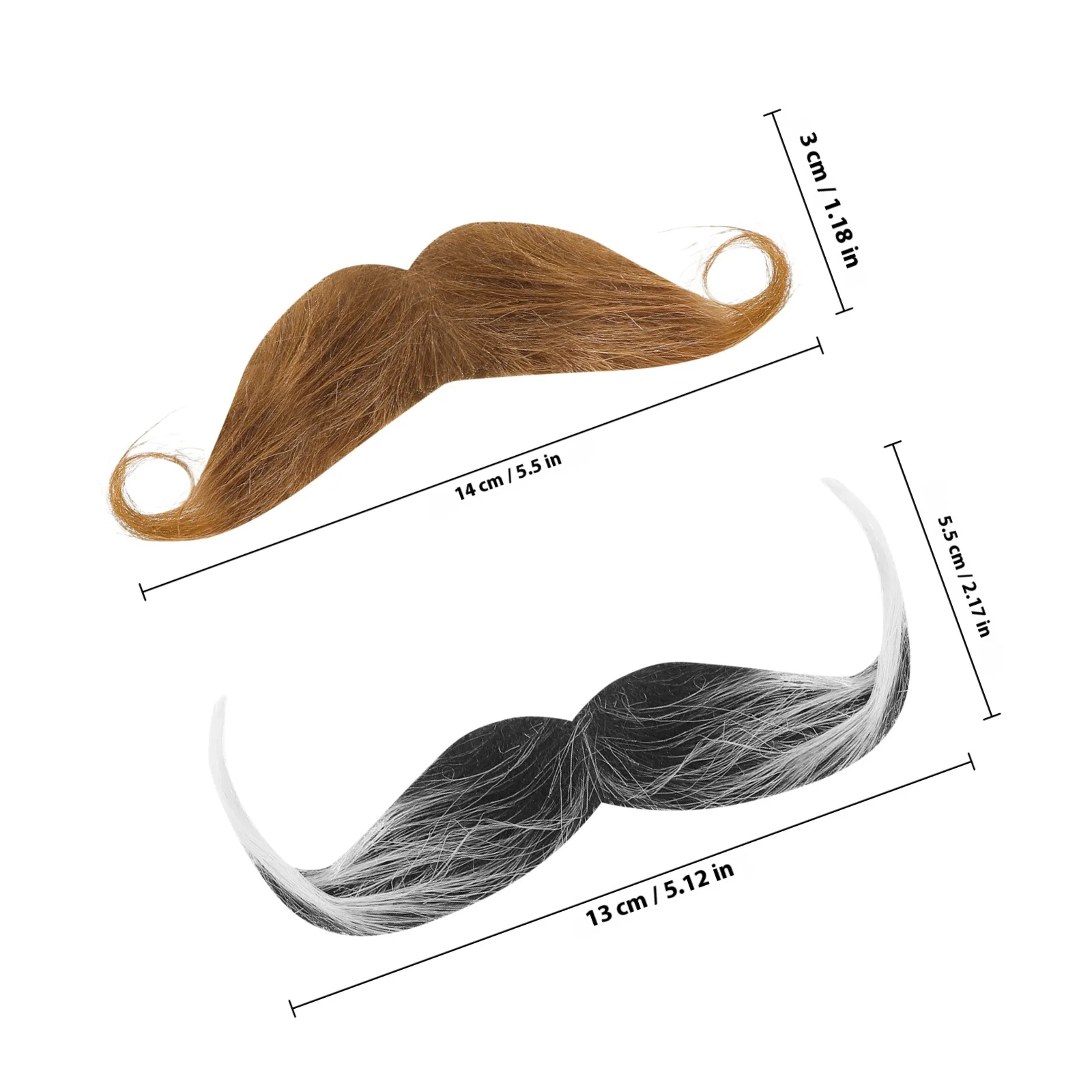2 pçs adorável bigodes falsos para festa diversão barba traje acessório auto adesivo simulação design ornamento criativo masculino