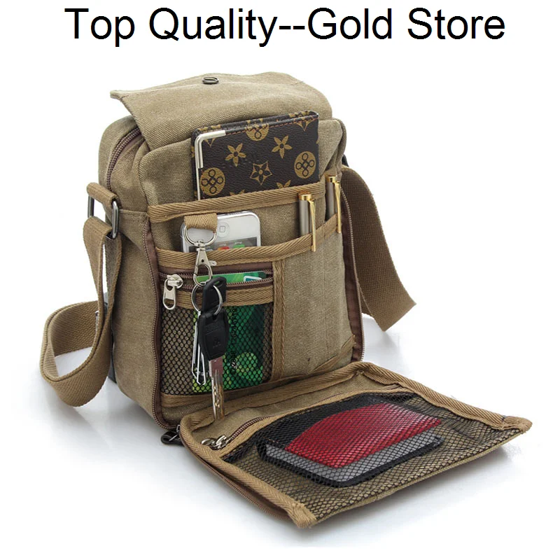 

Fashion Casual Canvas Men Small Shoulder Bag Outdoor Multi-compartment Travel Male Crossbody s Handbags Brand Design Man