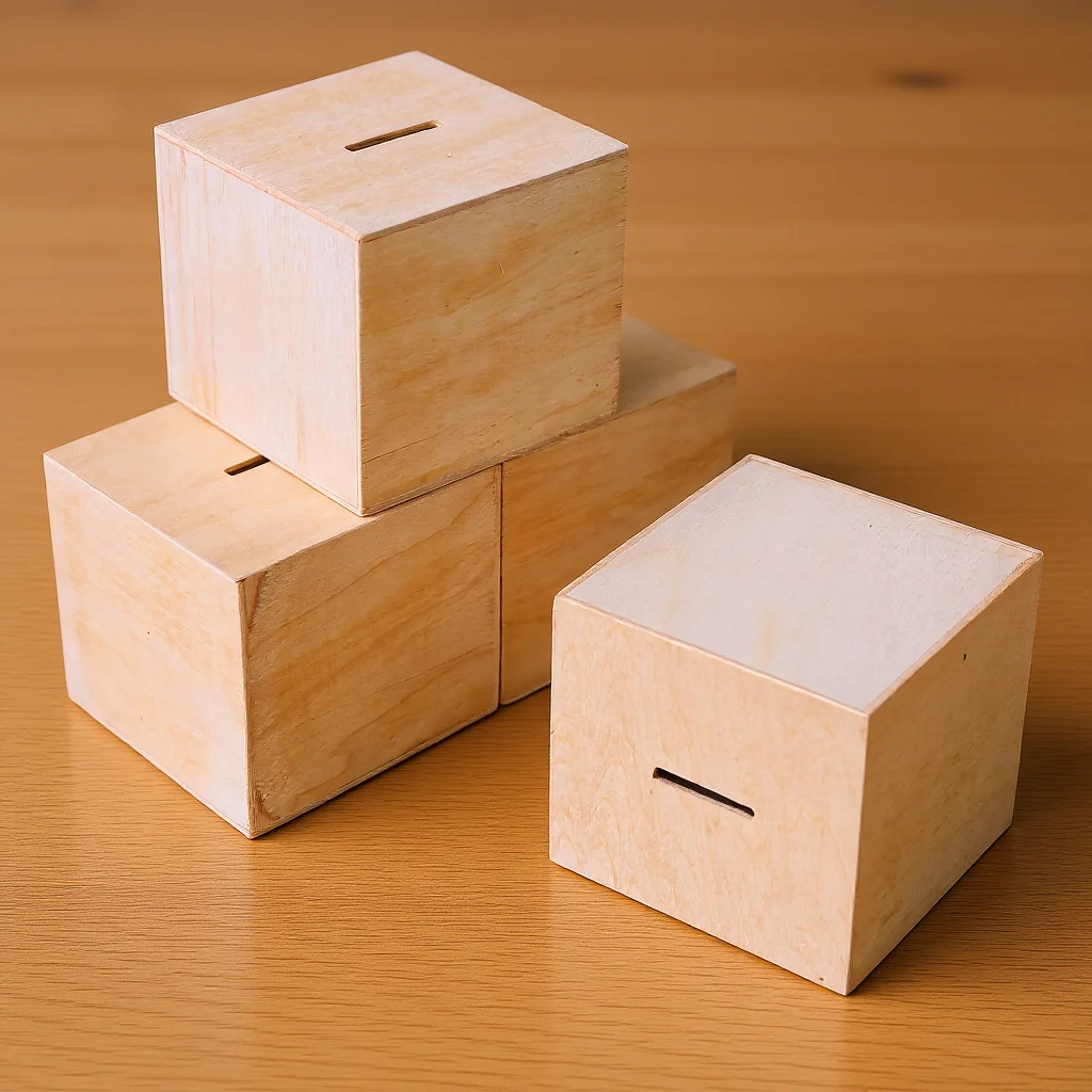 4pcs Wooden Piggy Bank Unfinished Kids Money Boxes For Children Coin Storage Craft Decor Saving Bank Change Container Wood Box