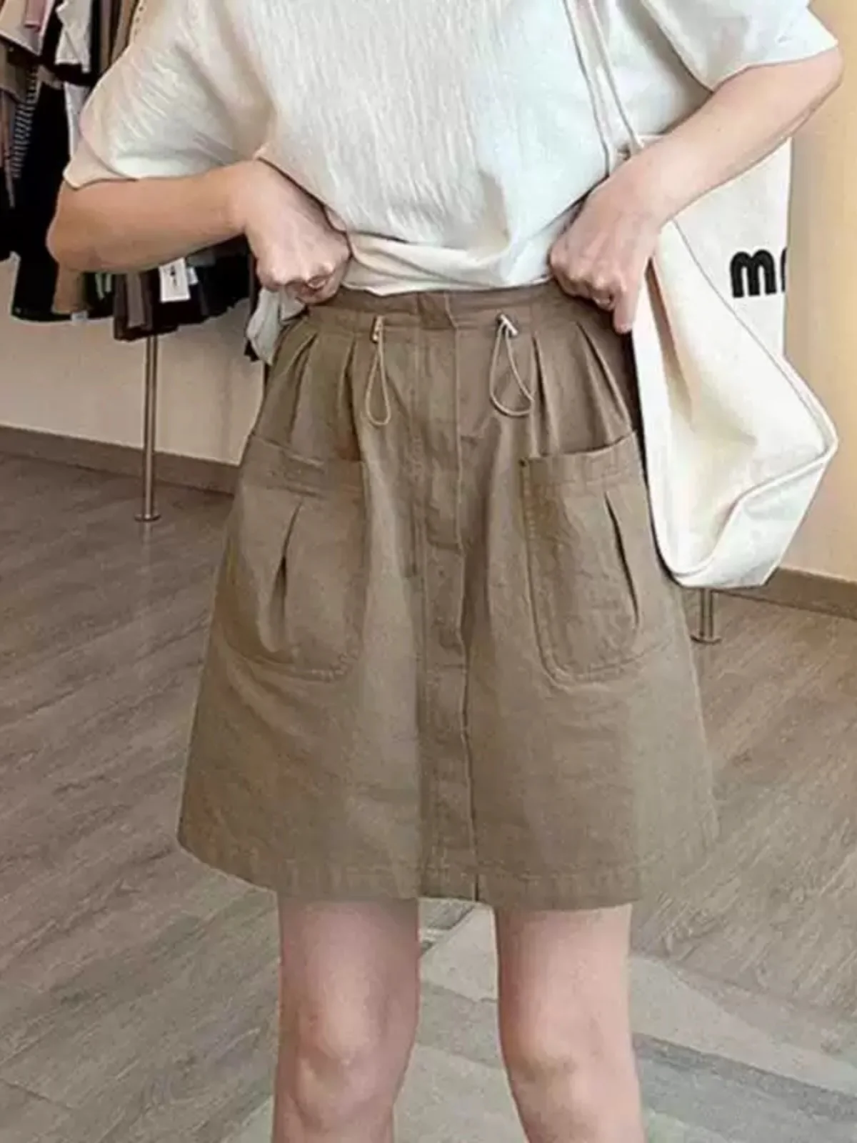เอวสูง A-Line Workwear กระโปรง Casual Slimming Tummy ครอบคลุม plus ขนาด ort กระโปรงเกาหลี Sle เดินทางสีบริสุทธิ์