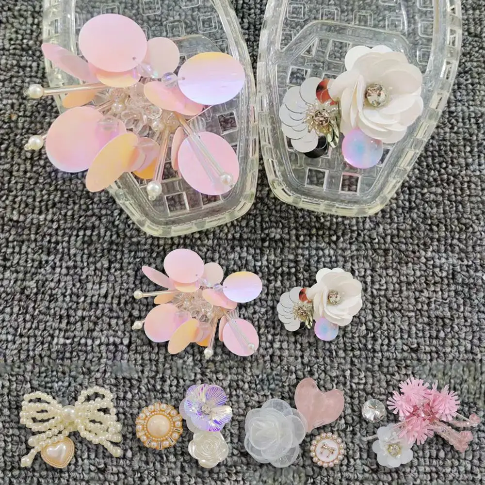 

2025 Korean Crystal Shoe Decorations Pearl Sequin Flower Shoe Buckle DIY Shiny Crystal Fringe Shoe Clips Hole Shoes Shoe Charm