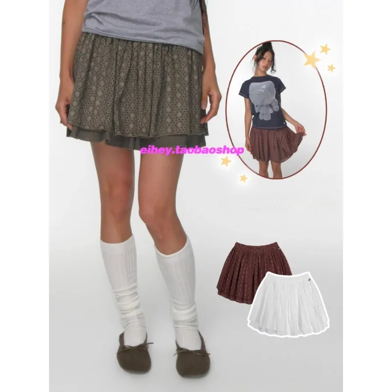 

Korean Retro Jacquard All Match Mini Skirt Women 2025 Summer New High Waist Pleated Tie-dye Casual A-line Skirt