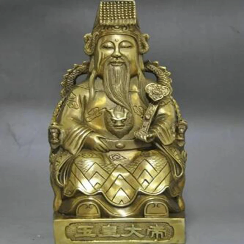 

Chinese Taoism copper brass Deity Heaven Jade Emperor seat Dragon Chair Statue