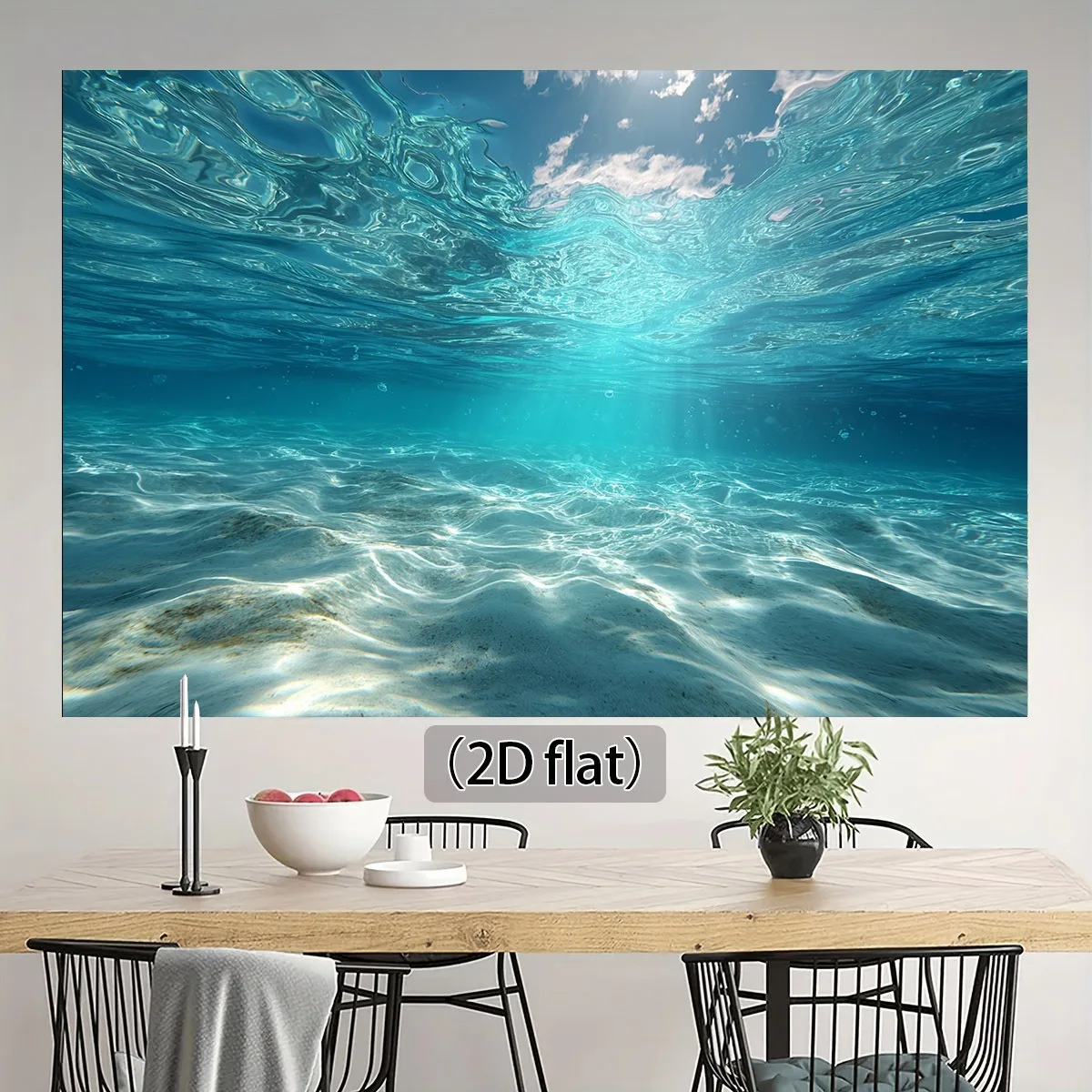 Underwater Ocean Sand Ripple Tapestry- 2D Flat Sea Scene Wall Decor for Living Room &