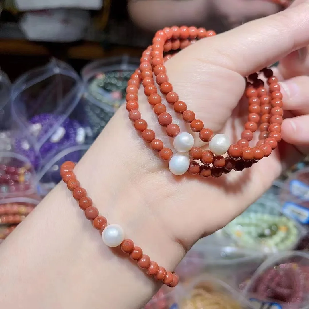 

Natural 100% real Southern Red Agate jade Carving round beads bracelets for couples woman men Gift with jade bracelet