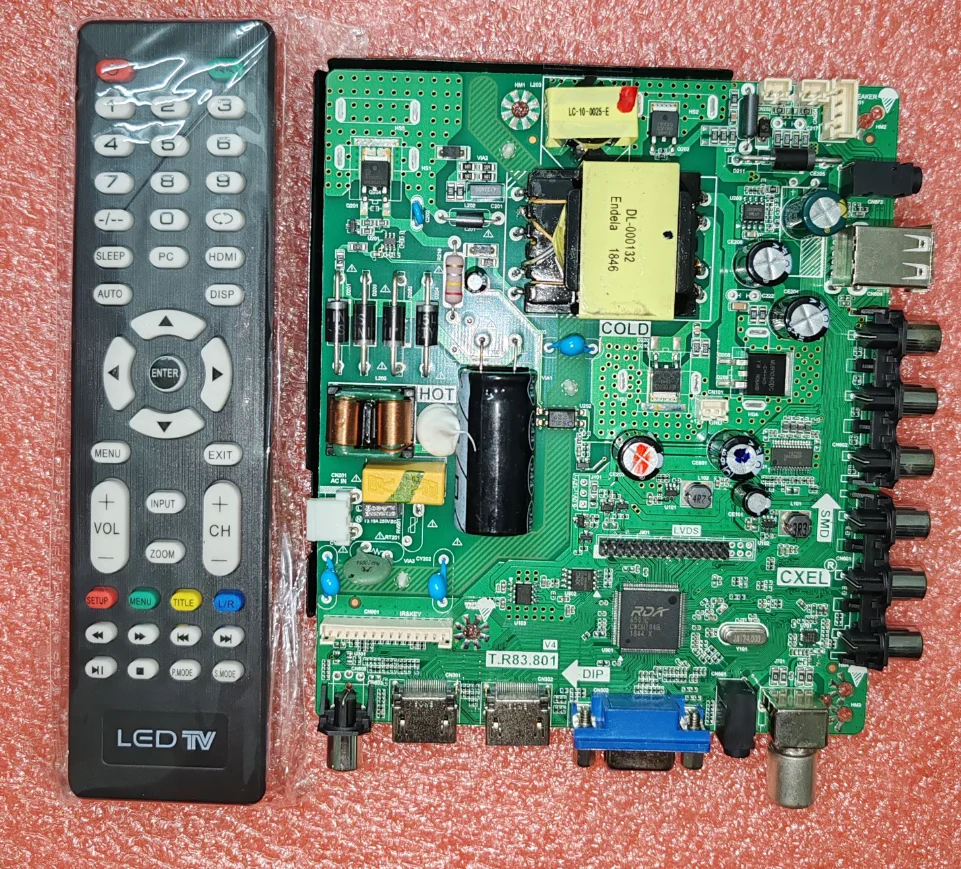 T.R83.801 Three in one TV motherboard, tested well, physical photo for 63-93V 700MA
