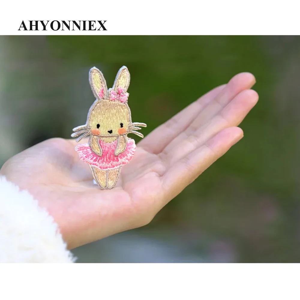 AHYONNIEX Brand Cute Rabbit Princess Dog Squirrel Patches Iron On Patches for Baby Clothing Shoes Bags