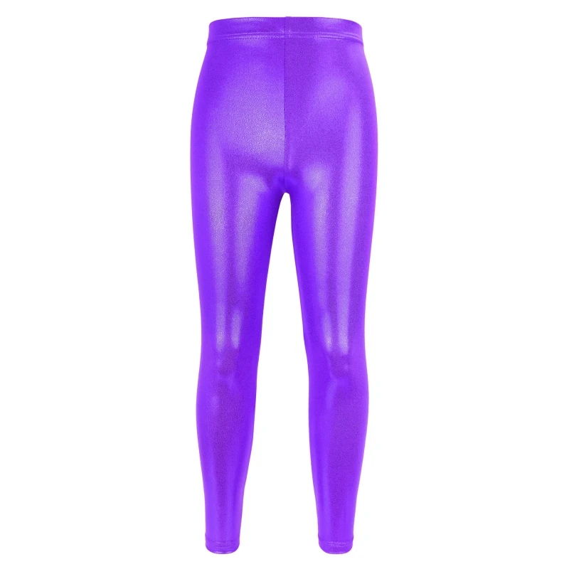 Girls Ballet Dance Pants Gymnastic Bright Bronzing Leggings  High Elastic Breathable Tight Leggings Skinny Pants For Costume