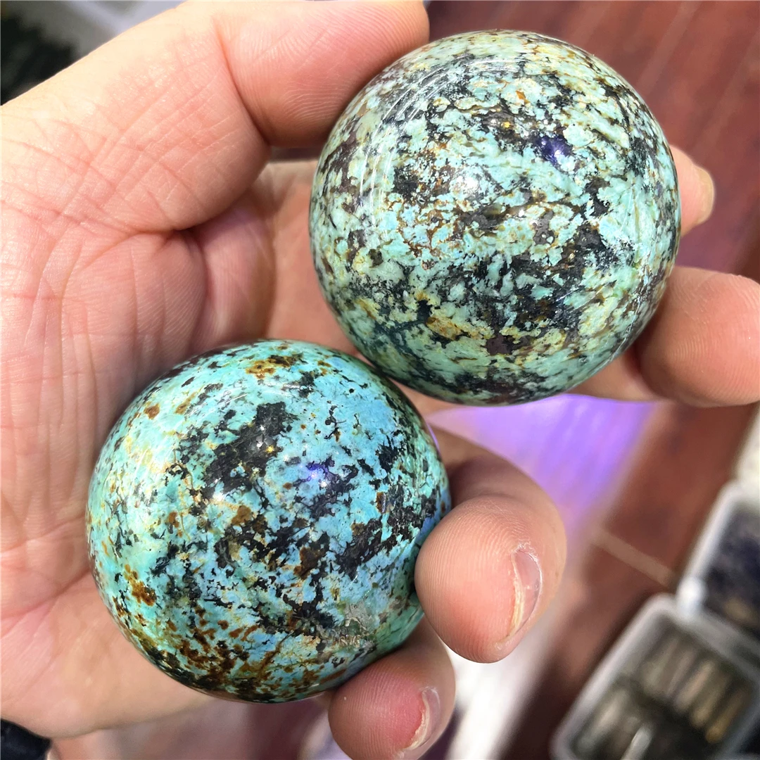 5-6cm Rare Natural Minerals Balls Raw Turquoise Quartz Spheres Loose Gemstone Calaite Precious Charm Decoration Stones Green