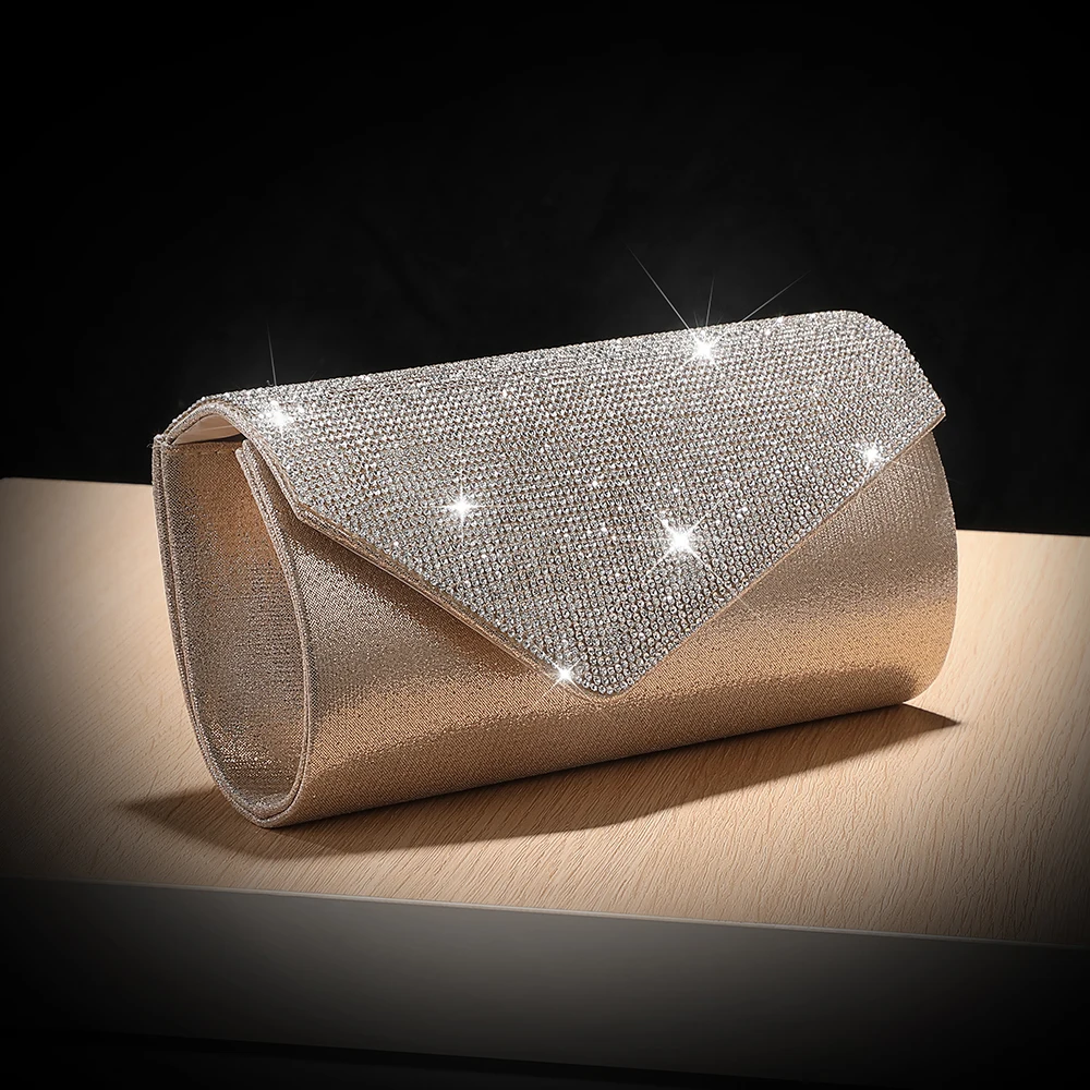 New diamond-encrusted envelope bag - elegant lady's storage bag for wedding and party, bridal gown handbag