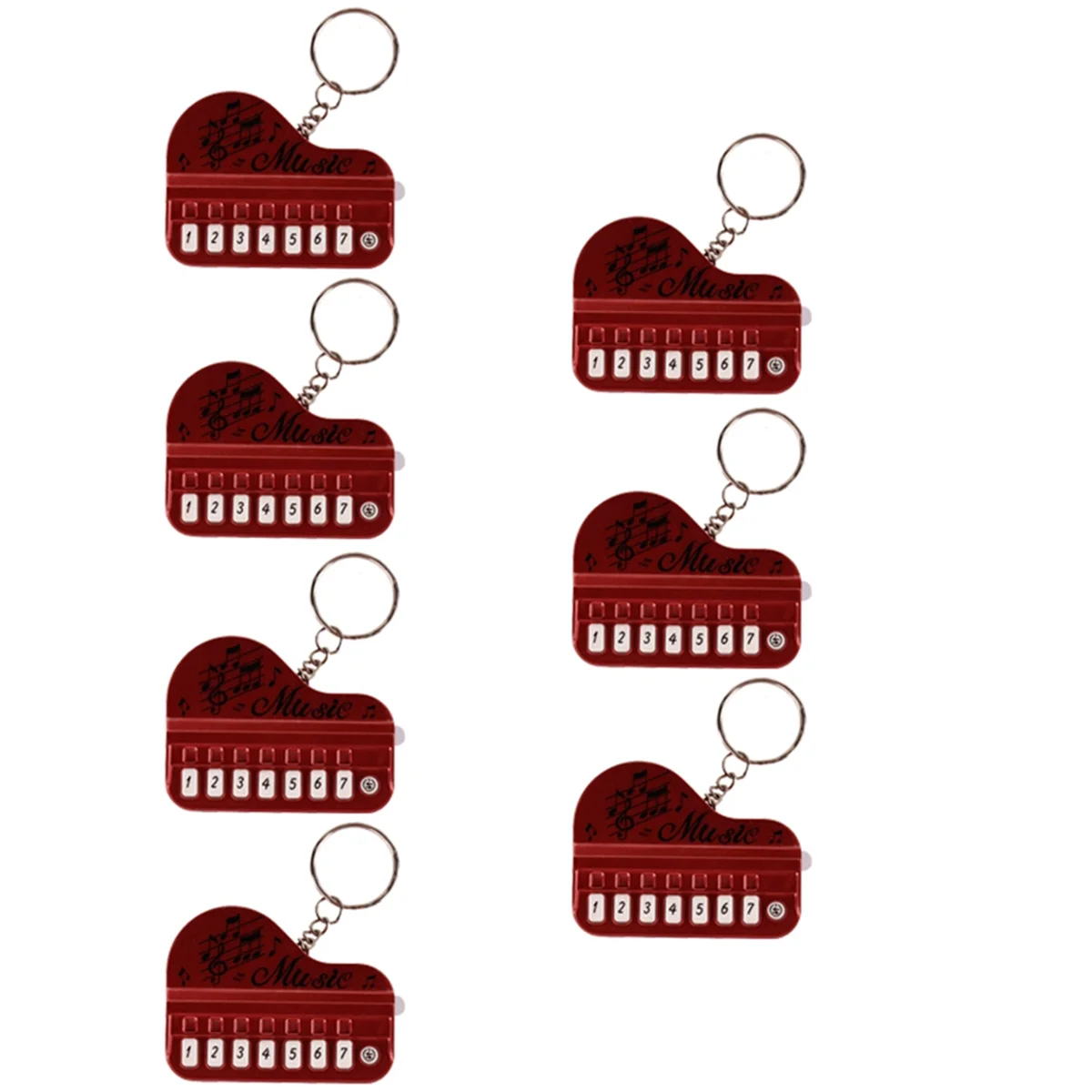 Metallic Red 7pcs Mini Handheld Electronic Keyboard Keychain Pendant Can Play Small Piano