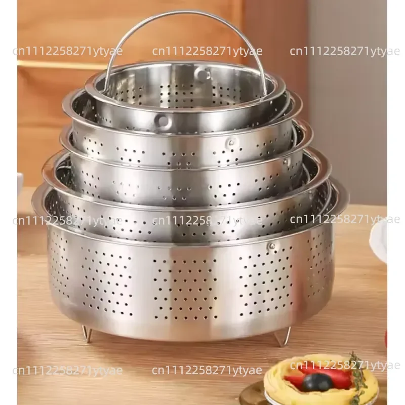 Eco-friendly stainless steel multi-size steamer set - stackable three-layer steamer basket, suitable for a variety of cooking