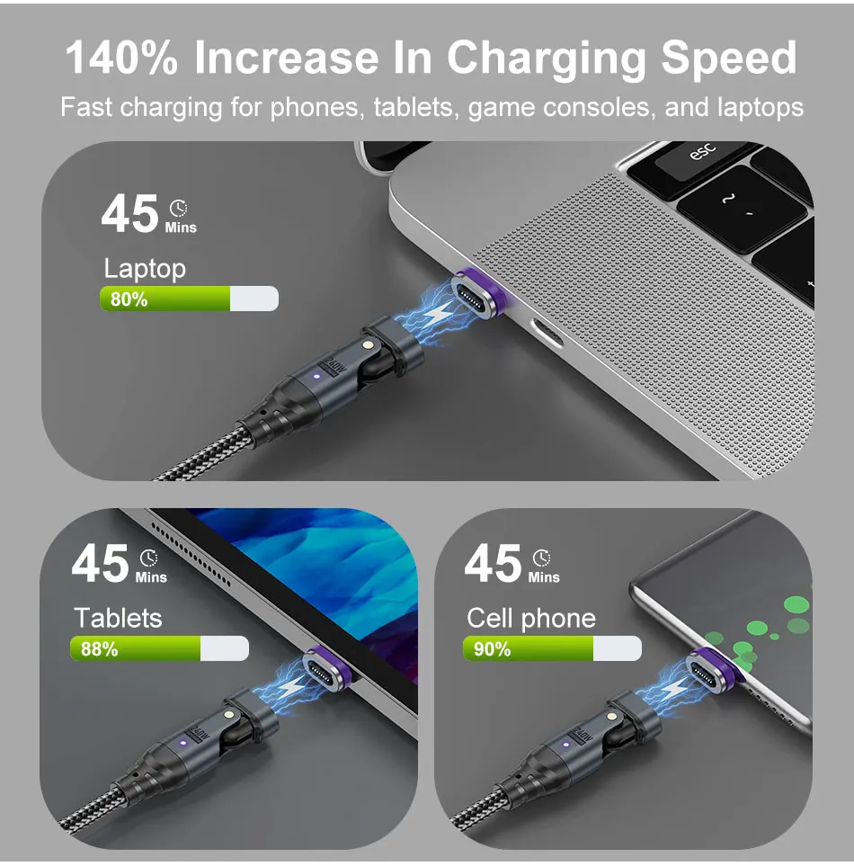 Kabel pengisi daya ponsel PD 240W, kabel pengisi daya USB C magnetik, kabel pengisian cepat, kabel pengisi daya ponsel PD3.1 untuk ponsel tipe C mikro Xiaomi Huawei Samsung
