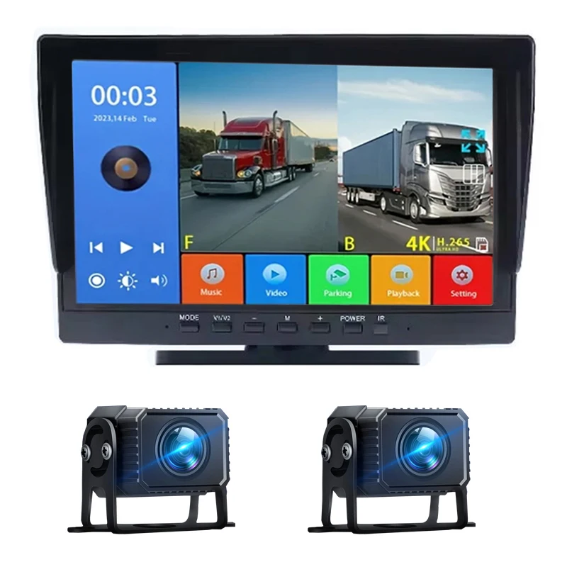 

T102-MP5 HD 1080P 2CH 360 Degree Camera System Dash Cam Video Recorder Touch Screen Bluetooth Truck Car Driving