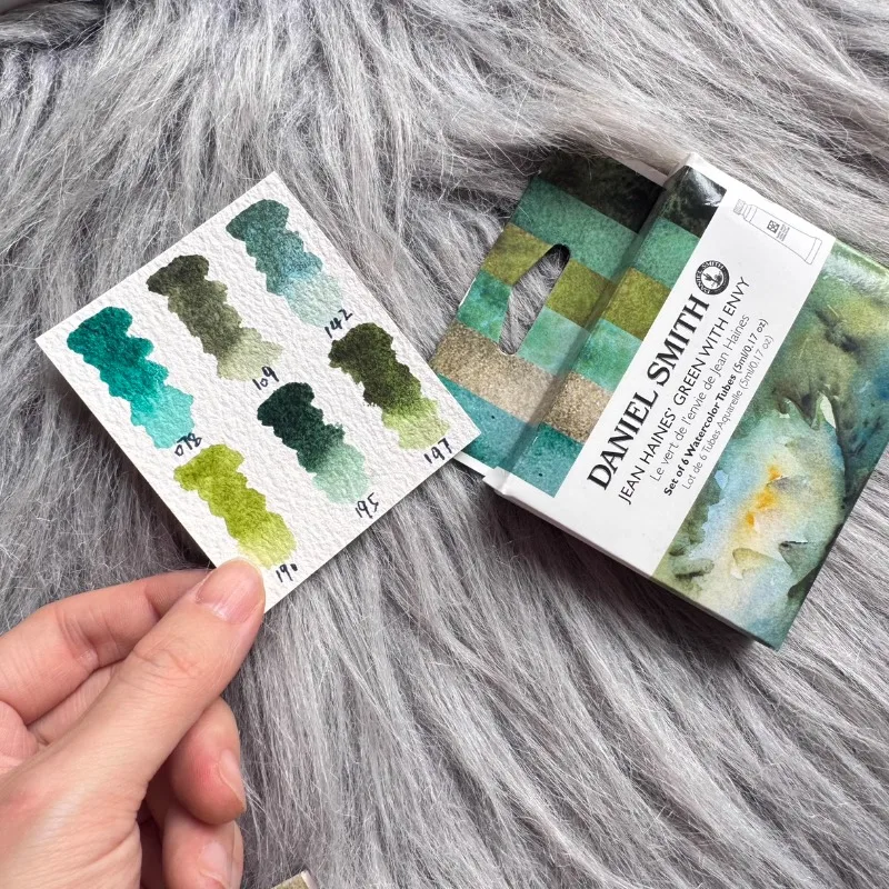 Daniel Smith Green 6-color Watercolor Pigment Package 1ML/2ML Portable Watercolor Artist Travel Painting Art Supplies