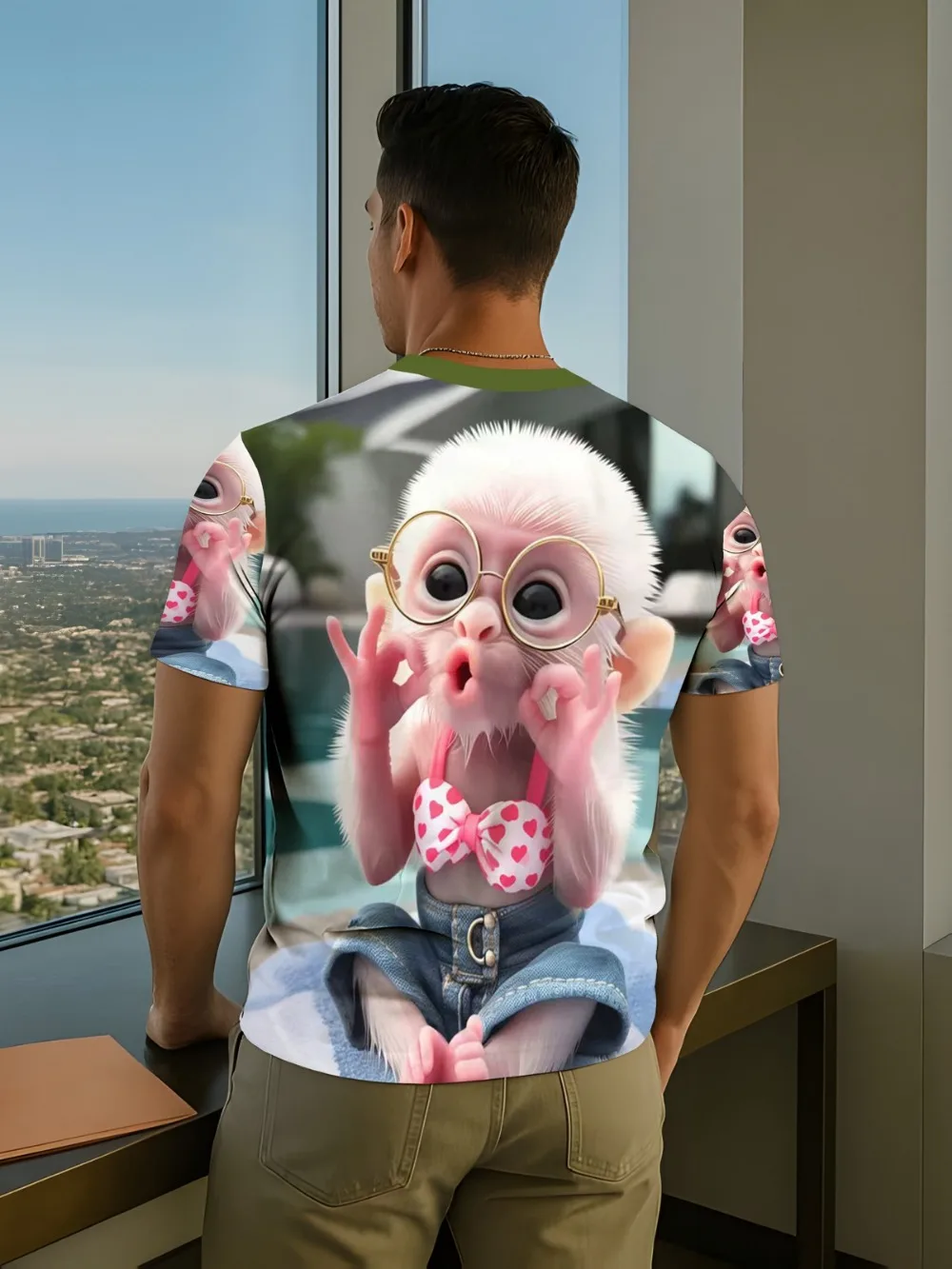 Fun Cute Bikini Monkey 3D Print  sport Quick-dry Breatha Men'sTShirt Outdoor Street Fashion Casual Leisure Parent-child Clothing