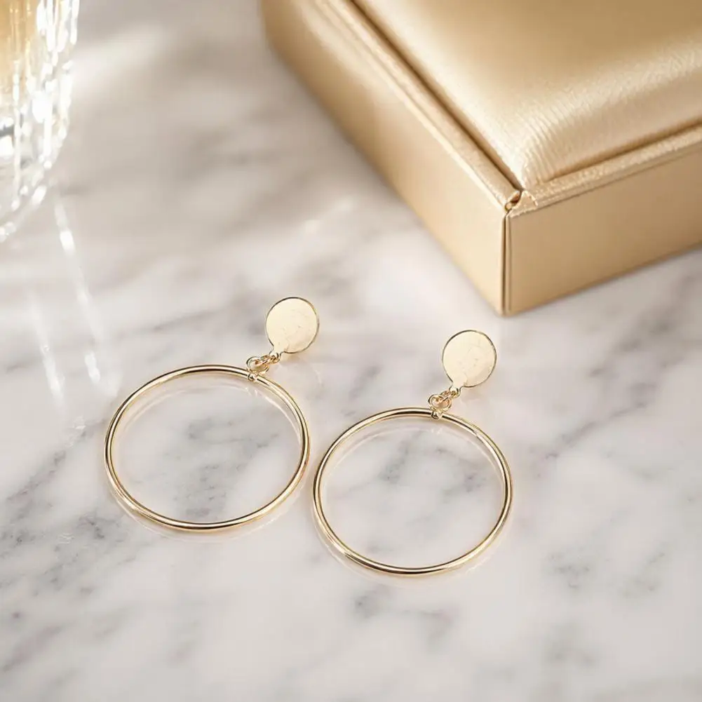 Commuting Jewelry Circle Earrings 1 Pair Drop Earrings for Women Circle Draped Style Jewelry Small Face Enhancing for Commuting