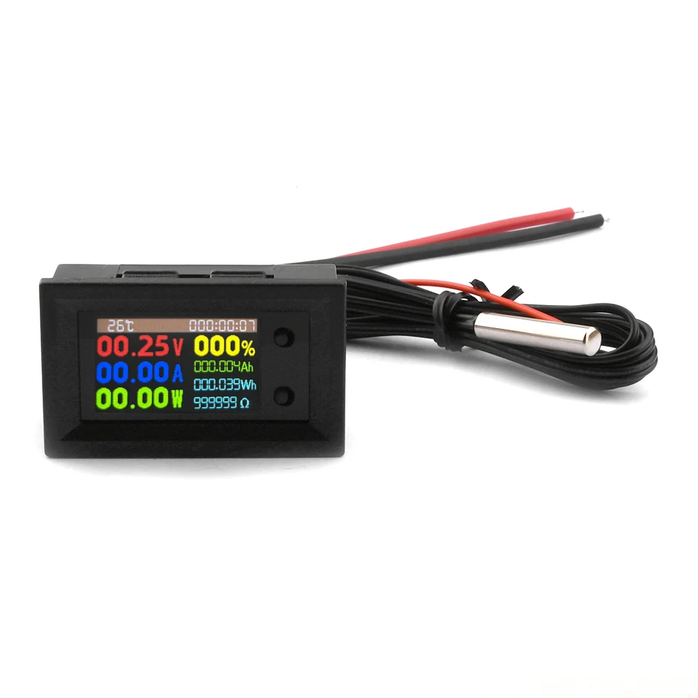 Voltmètre, ampèremètre et wattmètre 9-en-1, DC4–30 V, 10 A, 50 A, 100 A, multimètre LCD 1,14 pouces, instrument de surveillance automobile