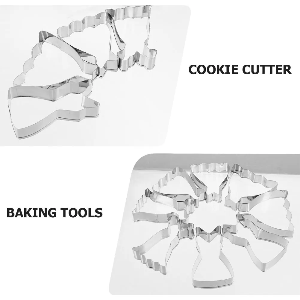 

8pcs Cookie Mold Set Stainless Steel Wedding Dress Shape Baking Cutter For Diy Valentine'S Day Treats Biscuit Tool