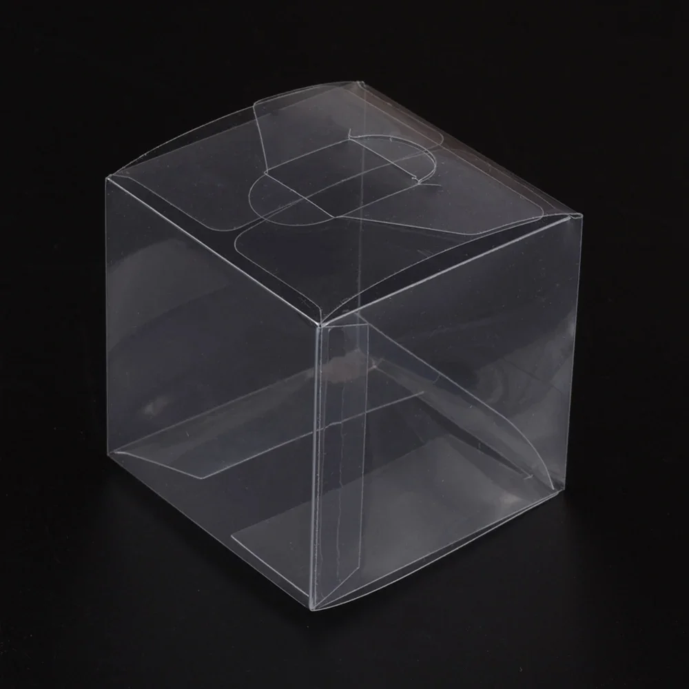 

30Pcs Large Capacity 9x9x9cm Cube Foldable Transparent Plastic Box Gift Packaging Case Wedding Party Jewelry Display Container