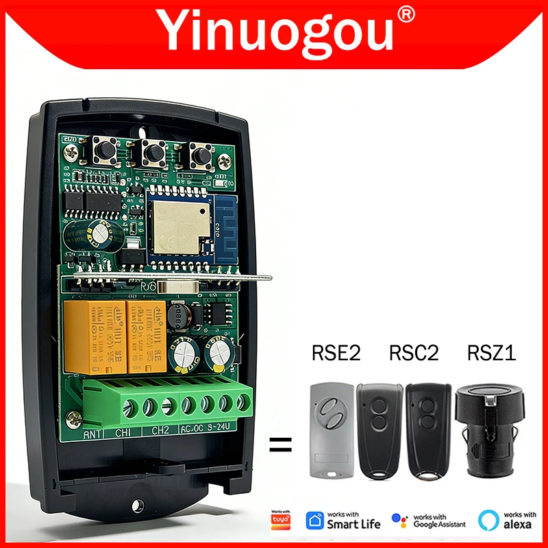 RSC2 RSE2 RSZ1 433MHz Works With Tuya Wifi Garage Door Remote Control Receiver Opener 433.92MHz Smart Switch Module Controller