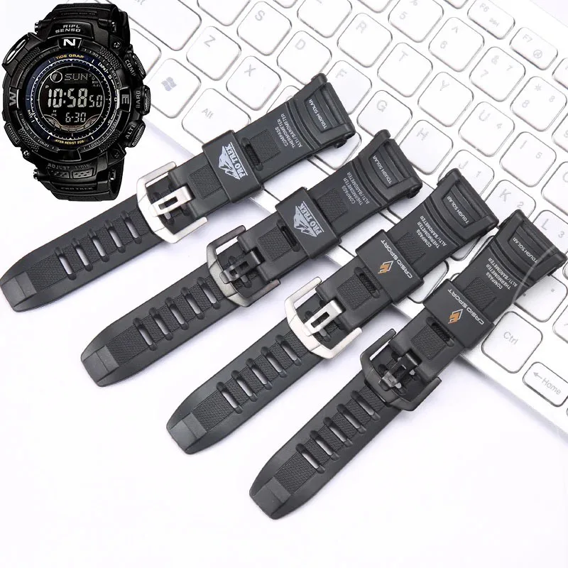 Resin Watch Accessories For Casio PRG130 Watch Band Men Rubber Replacement Strap Outdoor Sport Waterproof Bracelet