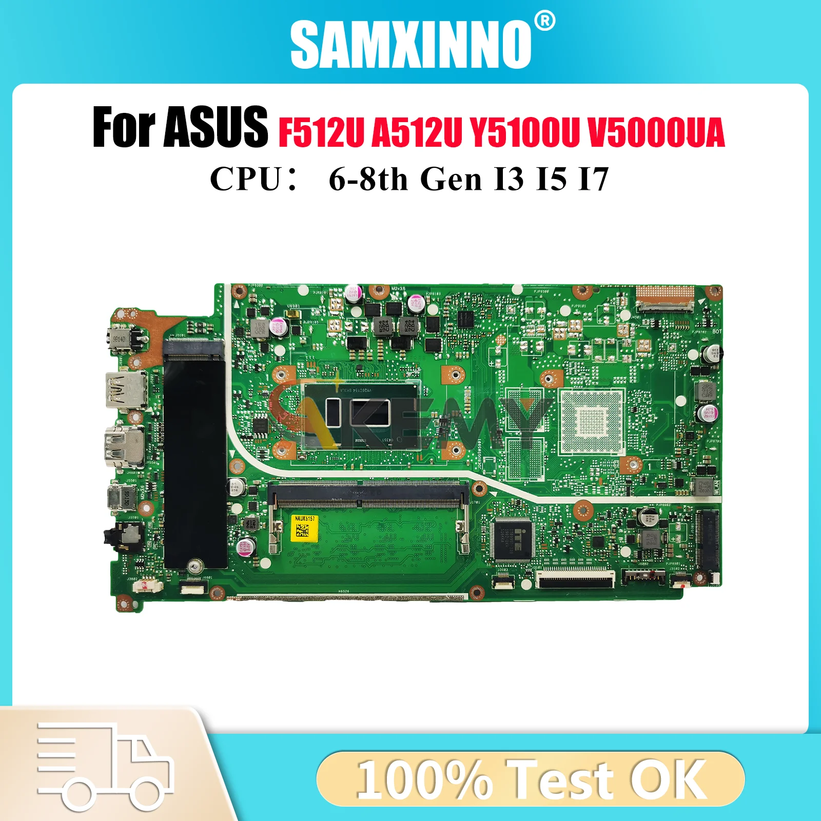 

X512UA Материнская плата для ноутбука ASUS VivoBook X512UB X512U V5000UA X512UF X512UA Y5100U F512U A512U Материнская плата с процессором I3 I5 I7