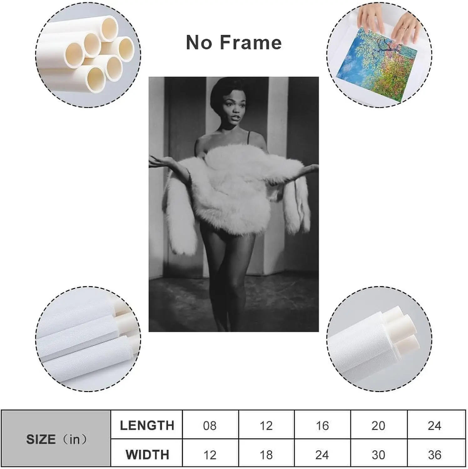 ملصق مطبوع عتيق باللونين الأبيض والأسود من Eartha Kitt (10) ملصق قماشي جدار صورة فنية يطبع صورة معلقة ديكو