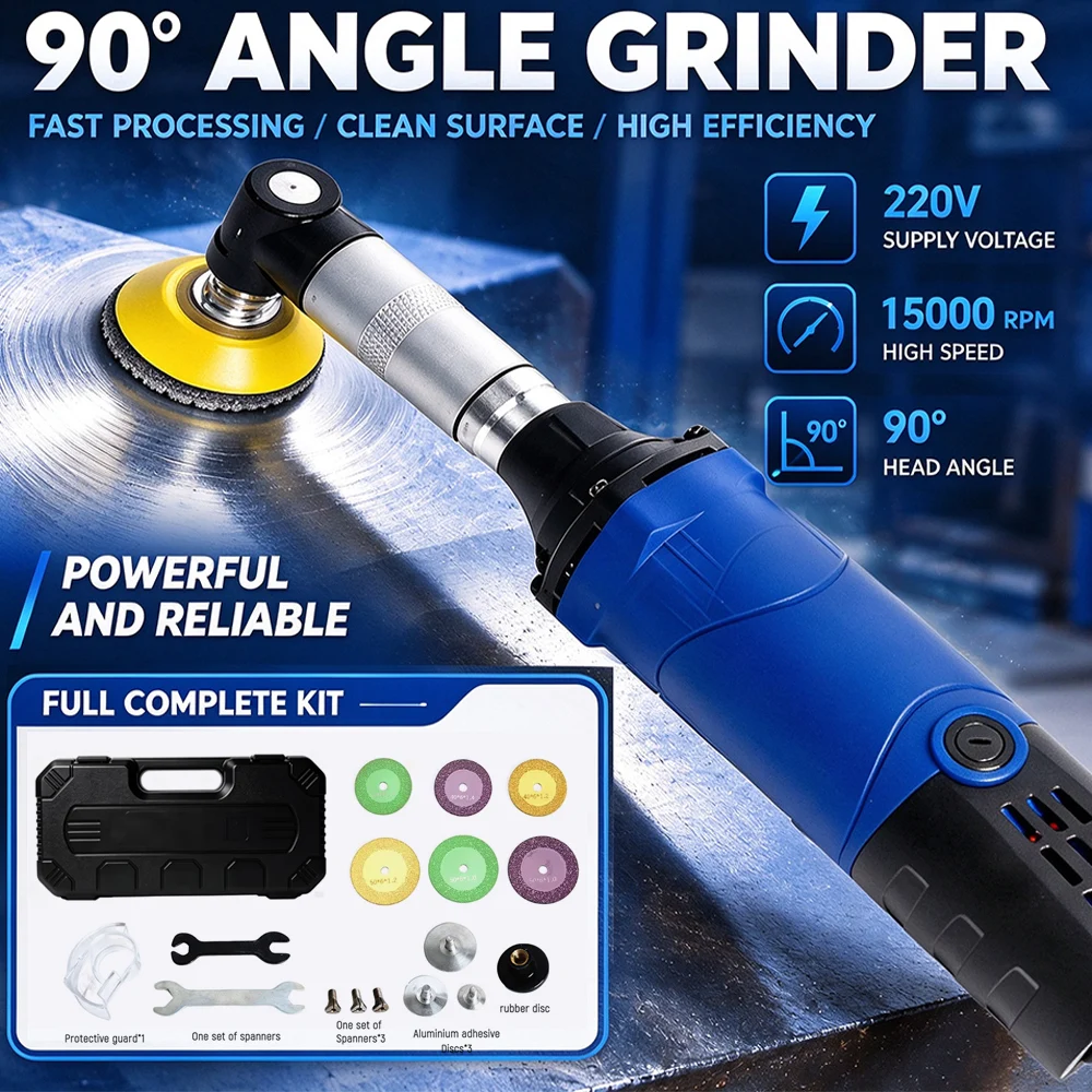 90° Right Angle Electric Straight Grinder 220V Handheld Grinding Machine Electric Die Grinder for Inner Weld Deburring