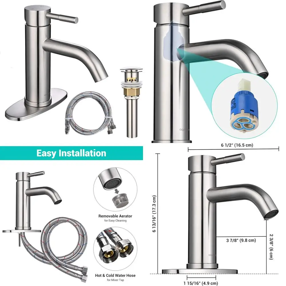 

Single Handle Vessel Sink Faucet with Pop-Up Drain, Nickel Finish, Deck Mount for RV Use, 1 or 3 Holes, CUPC Certified