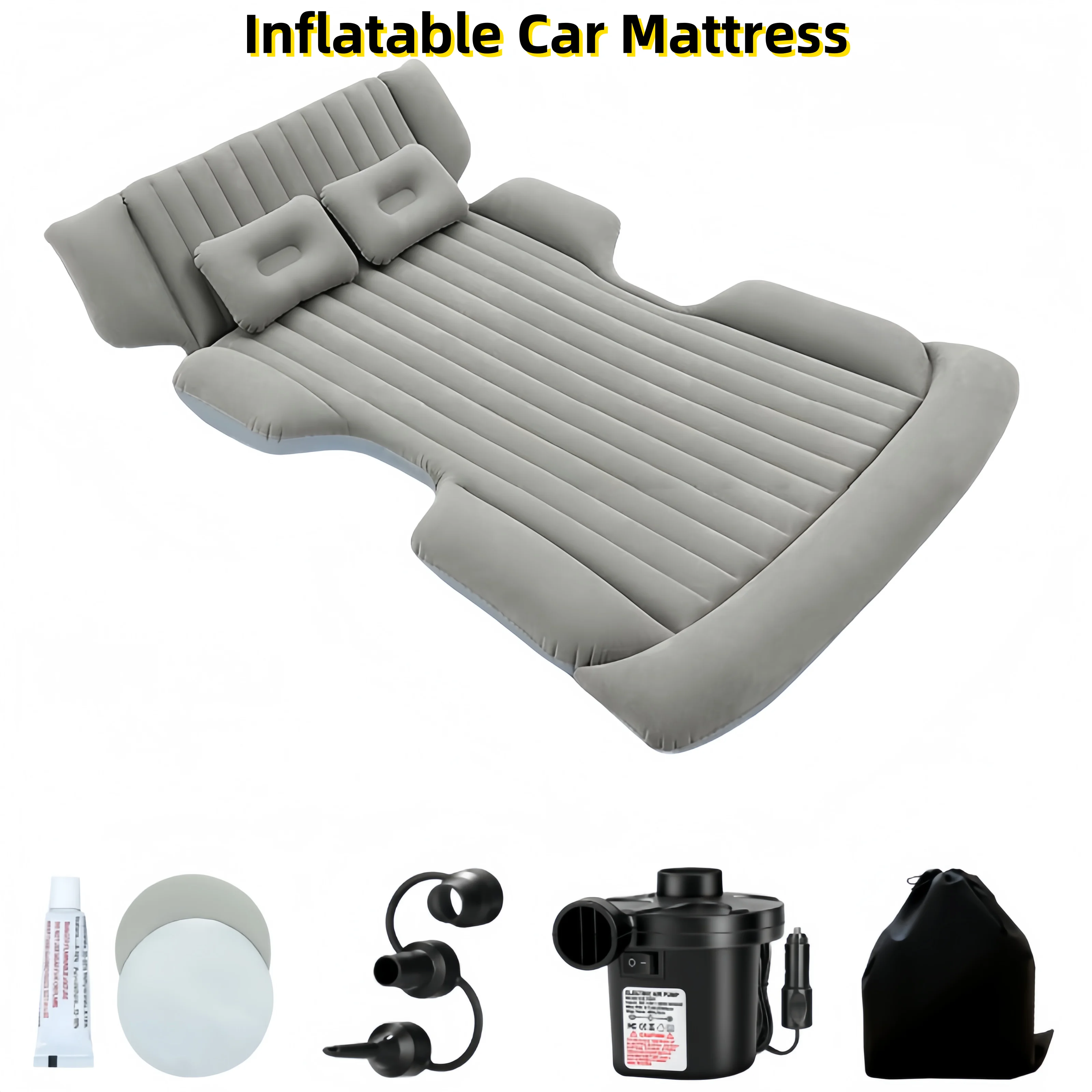 

Car Mattress, Inflatable Car Mattress with 2 Pillows and 12 V Electric Air Pump, Car Rear Seat Mattress, Thick Inflatable Bed