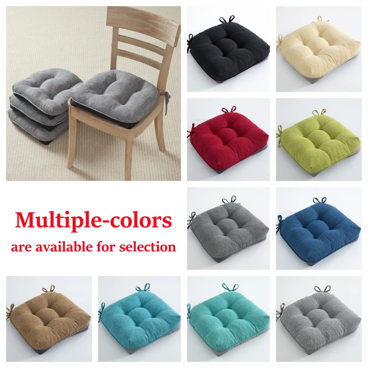 

Thicken Chair Cushion for Dining Chairs Soft Tufted Memory Foam Seat Cushion with Ties and Non Slip Backing Washable Chair Pads