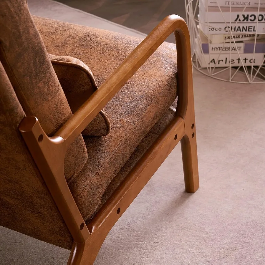 كرسي صالة لهجة منتصف القرن كرسي حديث عالي الظهر كرسي بإطار خشبي كرسي مريح للقراءة لغرفة المعيشة وسرير المكتب