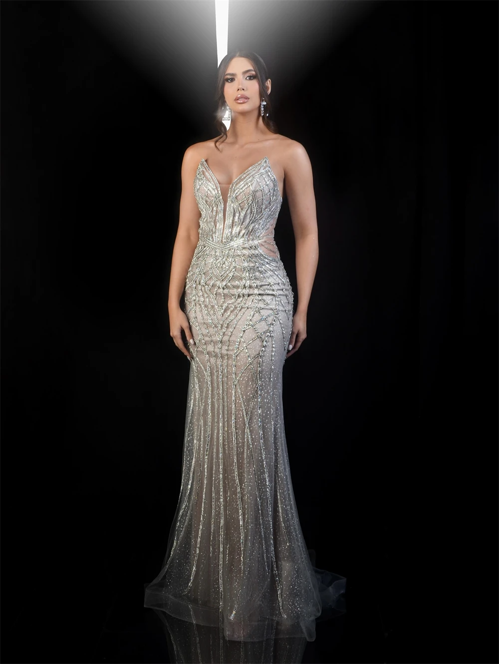 Abito da sera sexy in tulle a sirena personalizzato Abito classico senza spalline senza maniche per ritorno a casa Abiti da cerimonia su misura con lacci