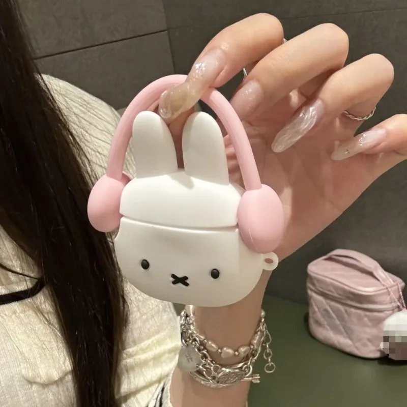 Nueva Funda Protectora para Auriculares con Diseño de Conejito Miffy Kawaii, para Escuchar Música, Compatible con AirPods 4, 3, 2 y 1, Regalo para Chicas y Estudiantes