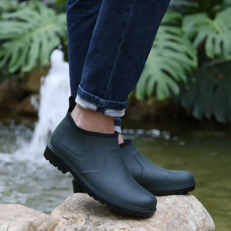 

Легкие мужские туфли на низком каблуке с круглым носком, резиновые резиновые садовые резиновые сапоги для рыбалки, оригинальные удобные садовые грязевые сапоги для взрослых, мужские резиновые сапоги