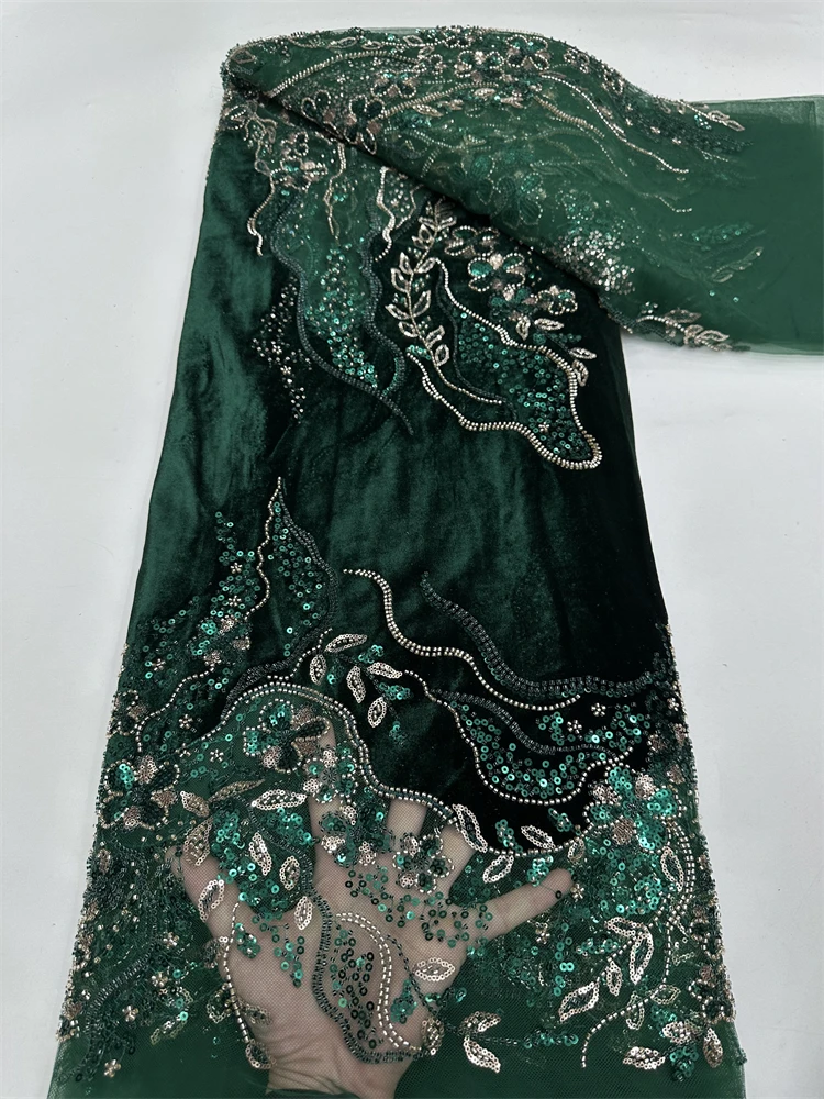 

2025 африканское нигерийское высококачественное бархатное платье с блестками из французского тюля и кружевной ткани, нигерийское платье 5 ярдов для свадебной вечеринки, женское