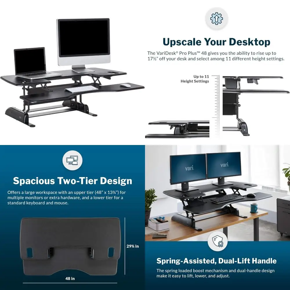 

Adjustable Desk Converter 48 - 11 Height Settings Laptop Stand Desk Riser for Home Office and Tablet Use