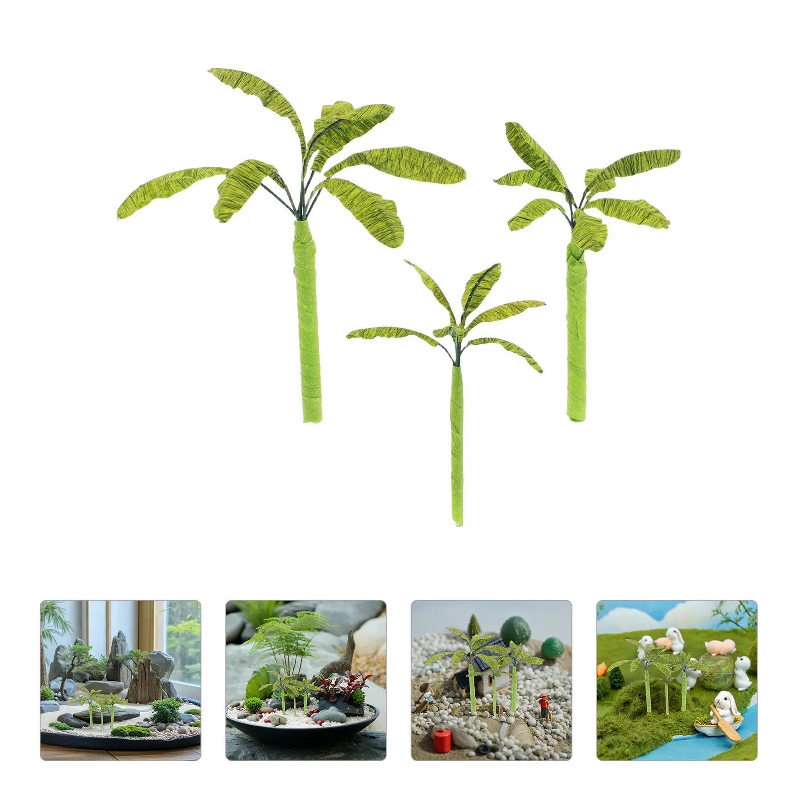 

3Pcs Realistic Mini Banana Tree Models for Micro Landscape Sand Table DIY Scene Building Natural Looking Artificial Banana Tree