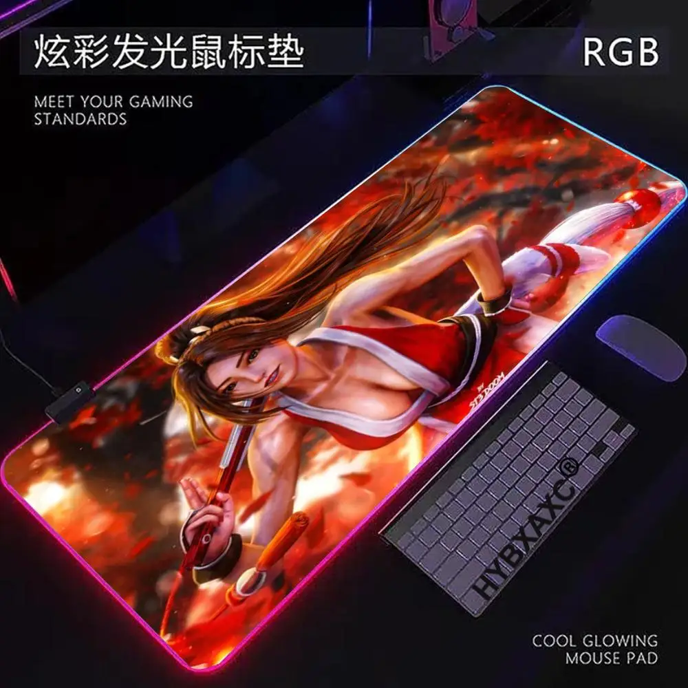 

Pretty Mai Shiranui RGB Mouse Pad Game 40x90cm XXL Big Mouse Mat Gaming Mousepads LED Keyboard Mats Luminous Desk Mat Mouse Pads
