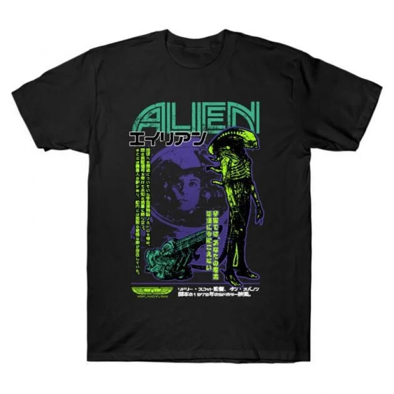 

412 Sci-Fi Alien (Japanese) Gift T-Shirt Weyland LV-426 Horror movie Xenomorp printed Short Sleeve Graphic clothes All size tops